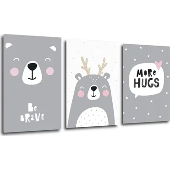 Obraz Impresi Obraz Sada obrázků šedo bílá - 60 x 30 cm (3 dílný)