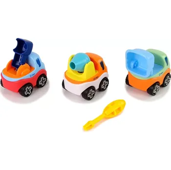 Lean Toys Sada 3 stavebních aut na demontáž + šroubovák Míchačka na beton Jeřábový sklápěč