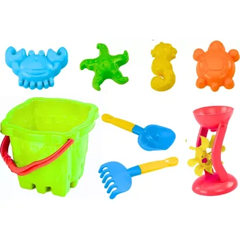 Hračka na písek sada hraček na písek s vědrem ve tvaru hradu a mlýnkem, 9 dílů