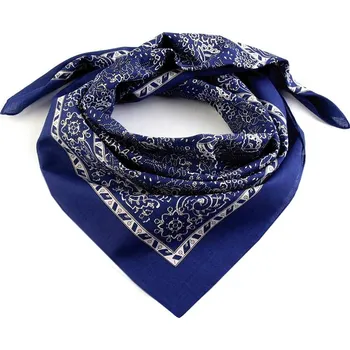 Šátek Bavlněný šátek kašmírový vzor 70x70 cm, barva 1 modrá berlínská