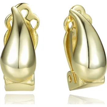 Módní doplněk MINET Pozlacené stříbrné náušnice kapky na klipsy pro uši bez dírek