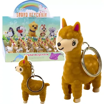 Přívěsek na klíče lama s LED svítilnou a zvukem