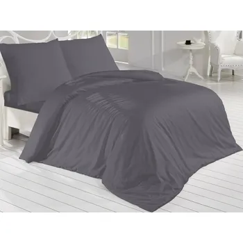 Povlečení Brotex Exclusive saténové antracit 140 x 220, 70 x 90 cm zipový uzávěr