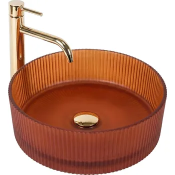 Umyvadlo Skleněné umyvadlo na desku REA SURI, hnědá mat