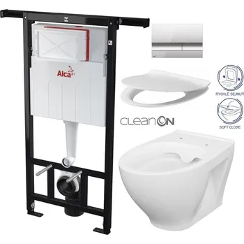 WC sada ALCA Jádromodul - předstěnový instalační systém s chromovým tlačítkem M1721 + WC CERSANIT CLEANON MODUO + SEDÁTKO AM102/1120 M1721 MO1