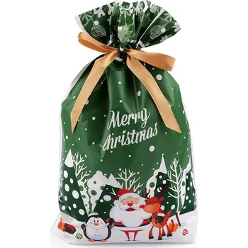 Vánoční dekorace Sáček s atlasovou stuhou vánoční 23x33 cm, malé, 4 zelená