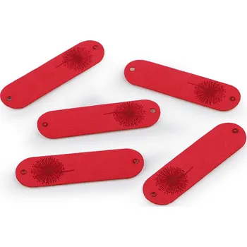 Nášivka Nášivka / štítek z eko kůže - pampeliška, střední, 11 růžovočervená