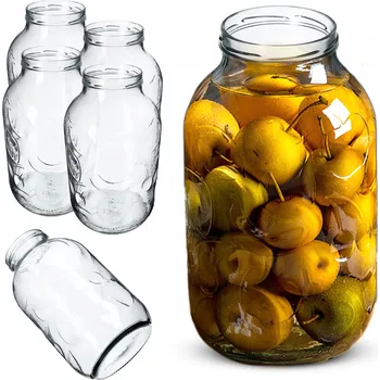 Sklenice ZAVAŘOVACÍ SKLENICE SKLENICE 5L NA ZAVAŘENINY KONZERVY, LIKÉRY , MED, ŠŤÁVU NÁDOBA 4 KS