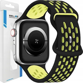 Řemínek na hodinky Beline silikonový pásek Apple Watch New Sport 42/44/45/49mm černo-žlutý