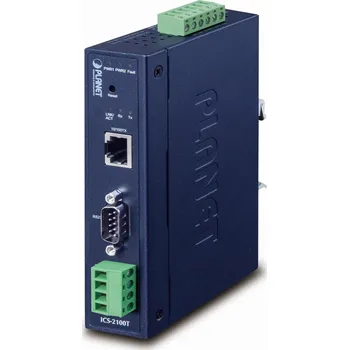 Počítač PLANET průmyslový konvertor RS-232/422/485 na IP, 1x COM, 1x 100Base-TX, 9-48VDC, -40~+75°C, IP30, SNMP+Telnet