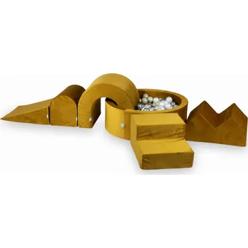 Dětské hřiště Pěnové dětské hřiště s kulatým bazénkem 90x30 Velvet Zlatá + 5 dílů + 2