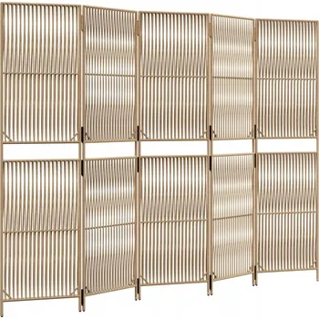 Paraván VidaXL Paraván 5dílný, béžový, polyratan 245 x 180 cm