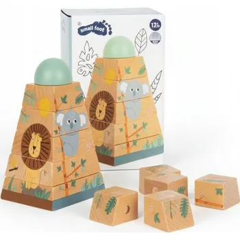Dřevěná hračka SAFARI PYRAMIDA DŘEVĚNÁ SKLÁDAČKA VZDĚLÁVACÍ HRAČKA PRO DĚTI 1+