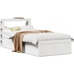 Rám postele s čelem, bílá, 90x190 cm, masivní borovicové dřevo