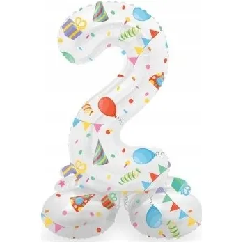 Balónek Fóliový Balón Stojící Narozeninový Číslice, Výška 41 cm - ČÍSLA 0 1 2 4 5 6 8