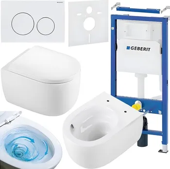 Klozet BPS-koupelny Podomítkový modul Geberit DuoFix s WC mísou LE-WH-TR-02 + ovládací tlačítko Delta 20 bílá