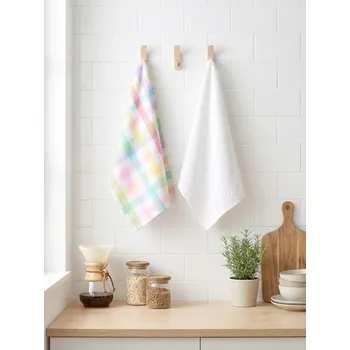 Utěrka Sinsay - Sada kuchyňských utěrek: jednobarevná a barevná kostka 2 pack - vícebarevná - 838IV-MLC - 838IV-MLC-ONE