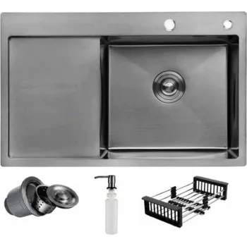 Granitový dřez Jednokomorový dřez z ocel černý