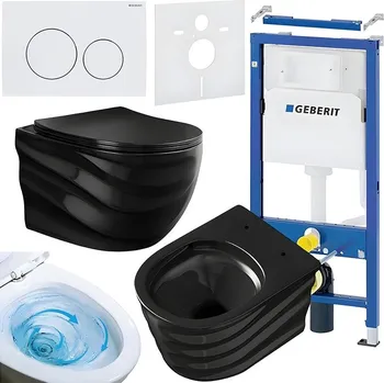 Klozet BPS-koupelny Podomítkový modul Geberit DuoFix s WC mísou SL-BL-RIM-03 + ovládací tlačítko Delta 20 bílá