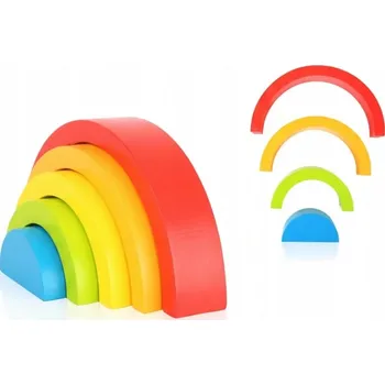 ostatní stavebnice DŘEVĚNÉ DUHOVÉ STAVEBNICE MONTESSORI 5 DÍLŮ VZDĚLÁVACÍ SKLÁDAČKA 1+