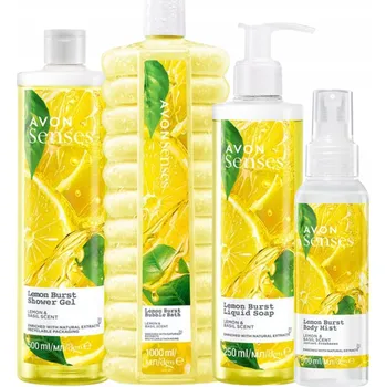 Sprchový gel AVON SENSES LEMON BURST DÁMSKÁ SADA: GEL, TEKUTÉ MÝDLO, PĚNA DO KOUPELE, TĚLOVÁ MLHA
