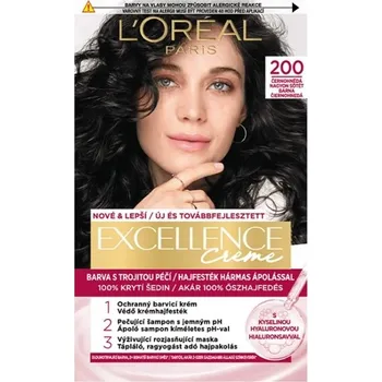 Barva na vlasy L'Oréal Paris Excellence Creme 192 ml, 200 černohnědá