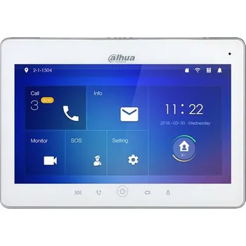 Bezpečnostní kamera DAHUA Bytový monitor IP/ touch 10" 1024x600/ Ethernet+WiFi/ PoE 802.3af/ paměť/ CZ menu/ bílý