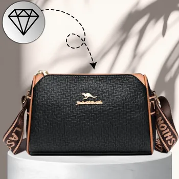 Kabelka Camerazar Elegantní černá dámská kožená crossbody kabelka