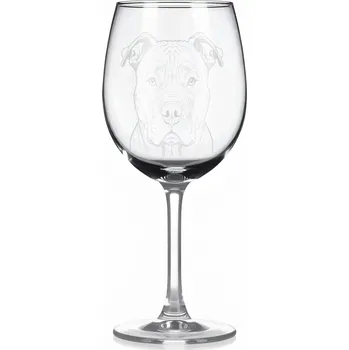 Sklenice Sklenice na víno s gravírovaným motivem – Americký bully Xtreme verze kupírované uši