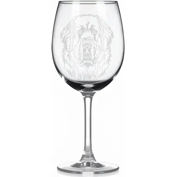 Sklenice Sklenice na víno s gravírovaným motivem – Novofundlandský pes – 2