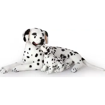 plyšák Plyšový pes Dalmatin se štěnětem 99 cm zvířátko