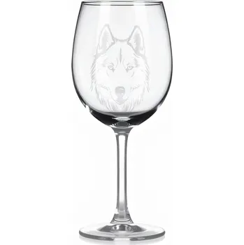 Sklenice Sklenice na víno s gravírovaným motivem – Huskyta Husky a Akita