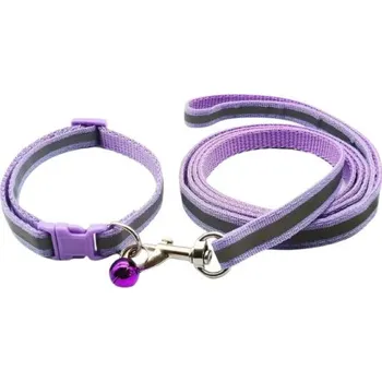Vodítko pro psa Sada obojek s vodítkem pro štěně fialová reflex