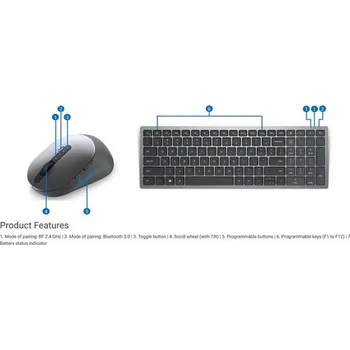 Klávesnice Dell Multi-Device Wireless Keyboard and Mouse - KM7120W - US International (QWERTY)
