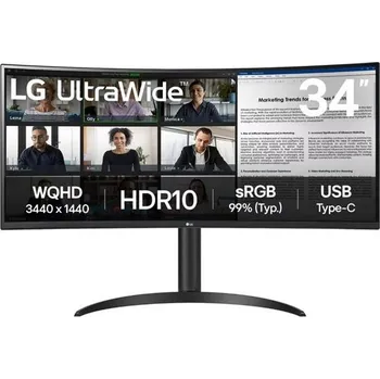 Monitor LG monitor 34WR55QK-B VA 34" UWQHD zakřivený/ 3440×1440/ 21:9/ 100Hz/ DP/ HDMI/ USB/ výškově nastavitelný