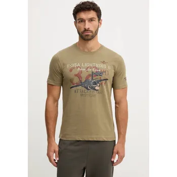 Pánské tričko Bavlněné tričko Aeronautica Militare TS2472UJ00708 zelená 87X, vel. XL