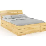 Zvýšená postel s úložným prostorem Sandemo Drawers - masiv borovice Rozměr: 180x200, Odstín moření: Borovice přírodní