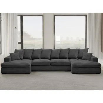 Sedací souprava Rozkládací sedací souprava do U Gabon - Tmavě šedá 22