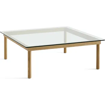 Konferenční stolek Hay, Konferenční stolek Kofi hladká skleněná deska s dubovými nohami 100 x 100 cm - Formadore