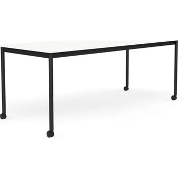 Jídelní stůl Muuto, Stůl na kolečkách Base laminovaný ABS nohy černé 80 x 190 cm bílý - Formadore