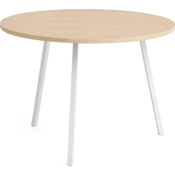 Jídelní stůl Hay, Stůl Loop Stand kulatý lakovaná dubová deska stolu bílé nohy 105 cm - Formadore