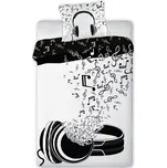 Faro • Bavlněné ložní povlečení Muzika se sluchátky a spoustou not - 100% bavlna - 70 x 90 cm + 140 x 200 cm