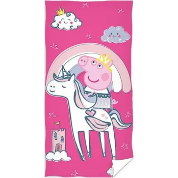 Halantex • Bavlněná plážová osuška Prasátko Peppa - motiv Pepinka princezna - 100% bavlna - 70 x 140 cm