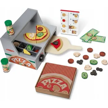 Dřevěná hračka PIZZA DREWNIANY ZESTAW PIZZERIA 41 ELEMENTÓW VYTVOŘ SI SVOU PIZZU KUCHYNĚ 3+