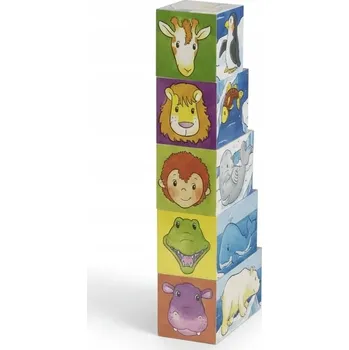 Dřevěná hračka PUZZLE DREWNIANE STAVEBNICE DREWNIANE MAGICZNE KOSTKY SE ZVÍŘATY HRAČKA 3+