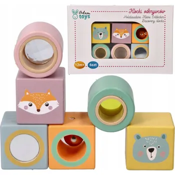 Dřevěná hračka KLOCKI DREWNIANE UKŁADANKA DREWNIANA ZESTAW KOSTEK PRO MALÉ OBJEVITELE