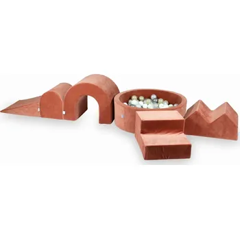 Dětské hřiště Pěnové dětské hřiště s bazénkem 90x30 Velvet Soft Canyon Clay + 5 dílů +