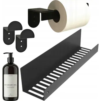 police ČERNÁ POLICE DO SPRCHOVÉHO KOUTU ZÁVĚSNÁ DRŽÁK NA PAPÍR VĚŠÁKY DO KOUPELNY