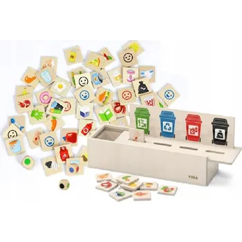 Dřevěná hračka DREWNIANA UKŁADANKA SORTOWANIE ŚMIECI TŘÍDĚNÍ ODPADU HRAČKA