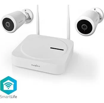 Bezpečnostní kamera Nedis SLNVR201CWT - Bezdrátový kamerový systém SmartLife 2x Kamera | Full HD 1080p | IP65 | Noční vidění | Bílá